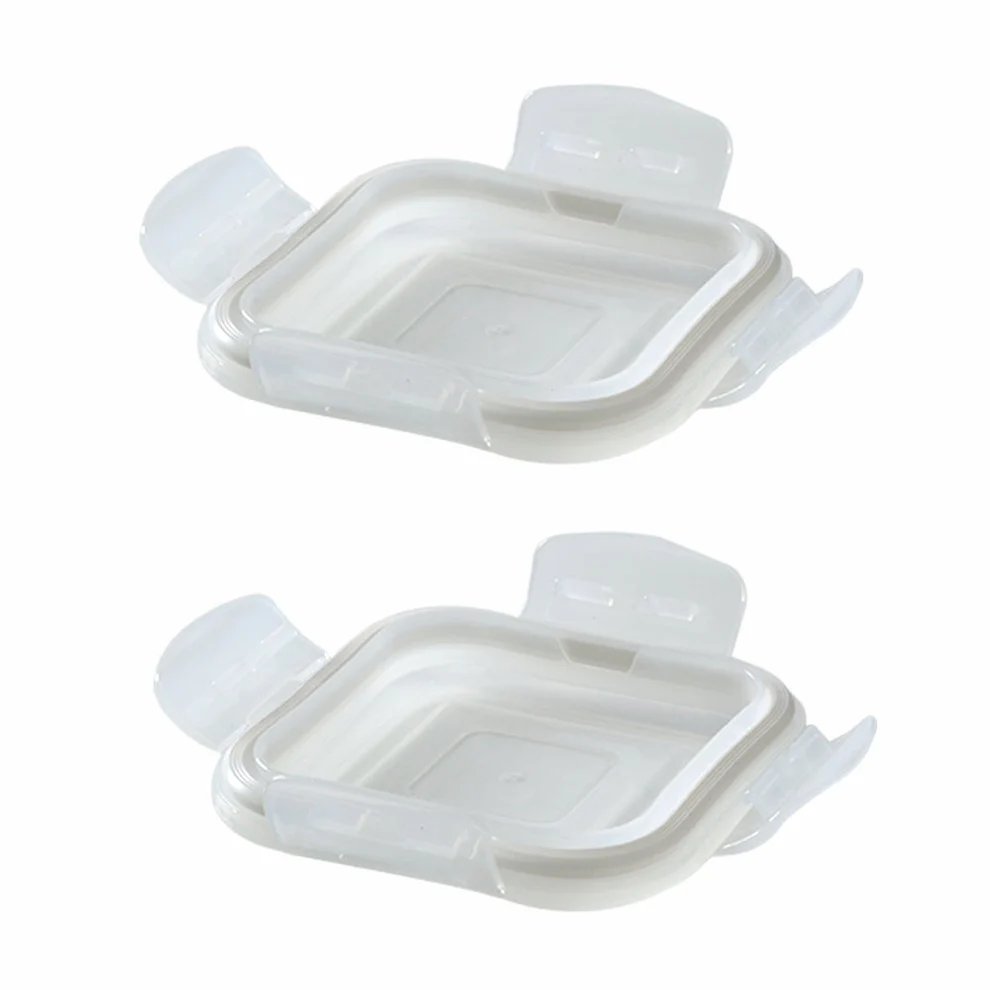 Borosil Square 320 ml Lid w Gasket, Set of 2