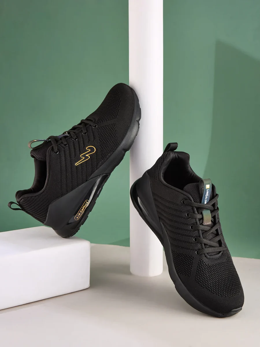 MIKE N Black Men's Running Shoes Campus