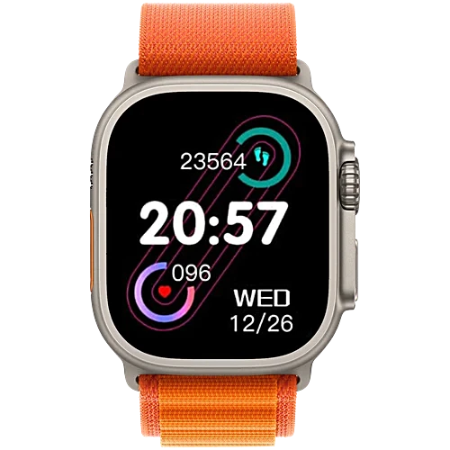 Nu Republic Creed Ultra Smartwatch - 5 cm HD IPS Display, BT Calling, HRM, SPO2 & AI Voice Assistant, Silver/Orange, Free Size, 1 pc