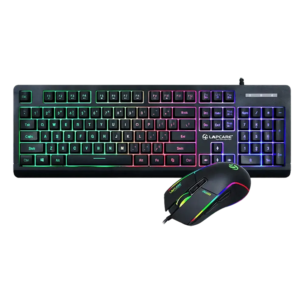 LAPCARE Champ LGC-012 Wired Gaming Keyboard and Mouse Combo (RGB Backlight, LKKBGC8018, Black)
