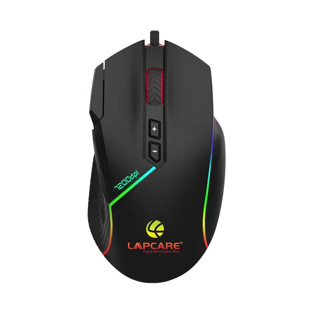 LAPCARE Champ LGM-108 Wired Optical Gaming Mouse (7200 DPI, Ergonomic Design, Black)