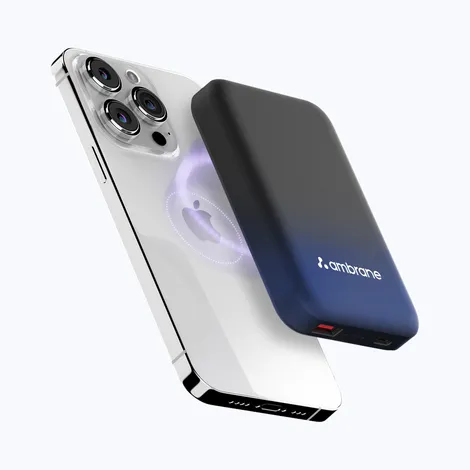 Ambrane 10000 mAh Magsafe Fast Wireless Charging Power Bank for all Qi Enabled Devices (Snap, Blue)