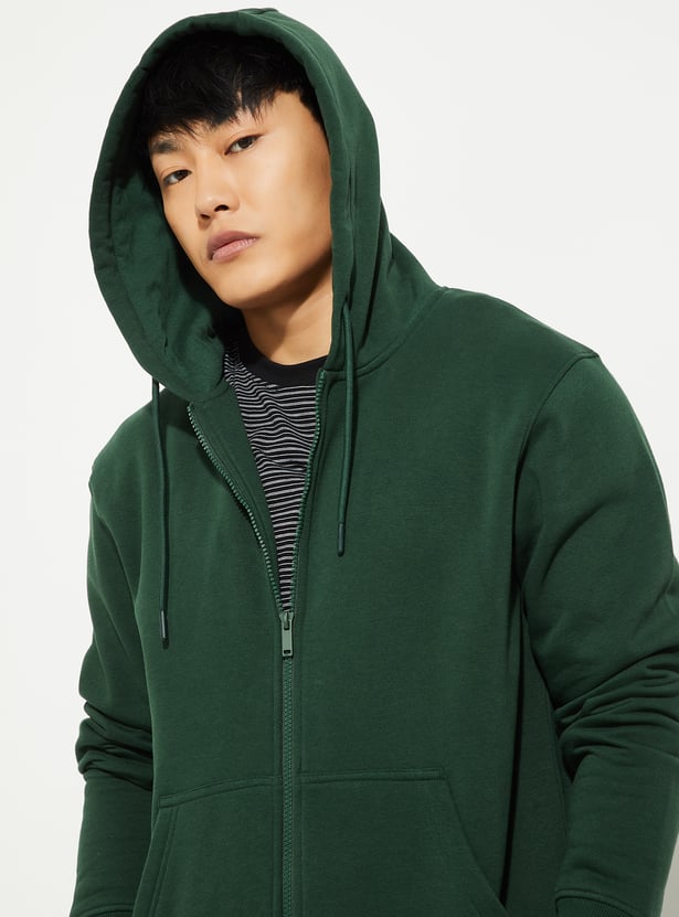URB_N Men Solid Hooded Sweatshirt GREEN