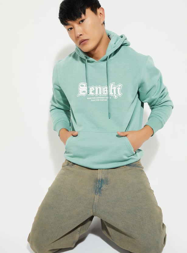 URB_N Men Printed Hooded Sweatshirt sky BLUE